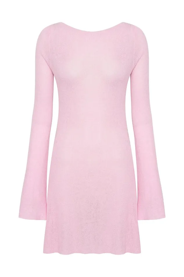 Meshki Mini Dresses Zahra Long Sleeve Open Back Mini Knit Dress 8211 Blush Pink Blushpink 8211 Women