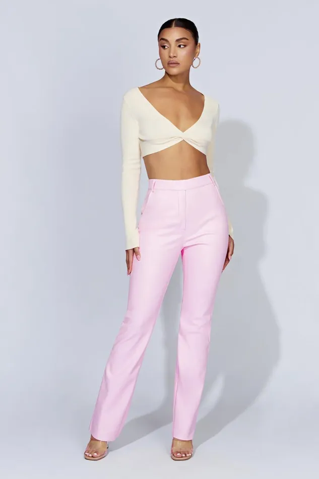 Meshki Pants Tyra Straight Leg Faux Leather Pants 8211 Baby Pink Babypink 8211 Women Meshki Pants Tyra Straight Leg Faux Leather Pants 8211 Baby Pink Babypink 8211 Women