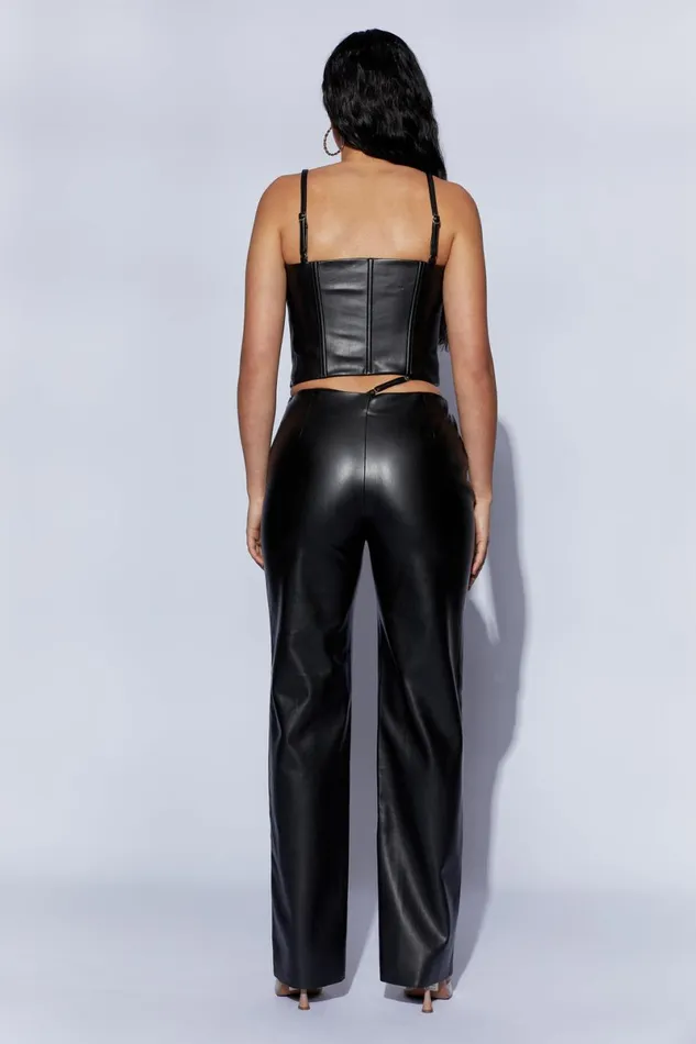 Meshki Pants Zarsa Wide Leg Mid Rise Pu Pant 8211 Black Black 8211 Women Meshki Pants Zarsa Wide Leg Mid Rise Pu Pant 8211 Black Black 8211 Women