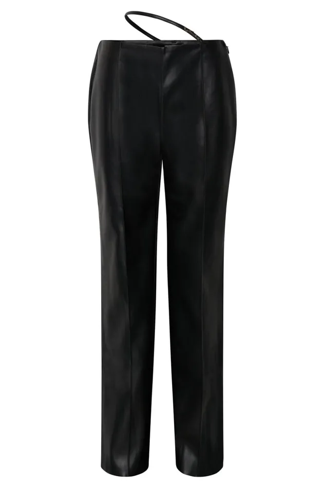 Meshki Pants Zarsa Wide Leg Mid Rise Pu Pant 8211 Black Black 8211 Women Meshki Pants Zarsa Wide Leg Mid Rise Pu Pant 8211 Black Black 8211 Women