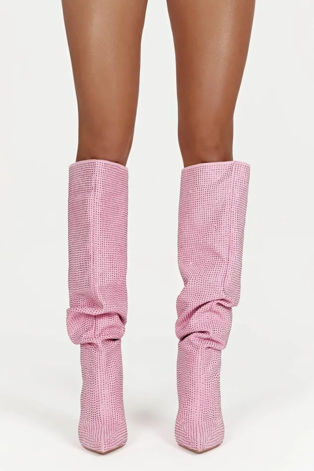 Meshki Shoes Jenner Diamante High Heel Boot 8211 Blush Pink Blushpink 8211 Women