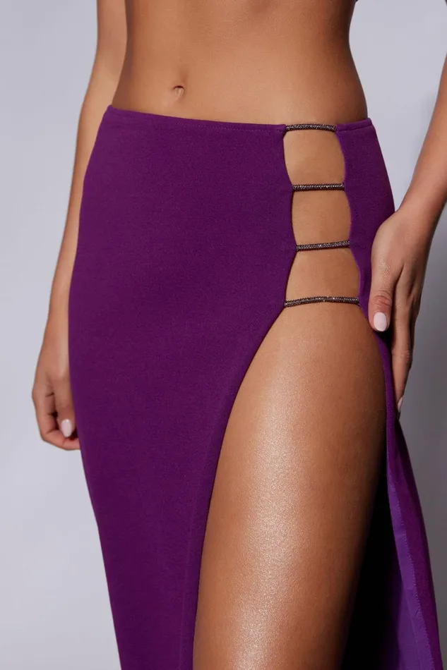 Meshki Skirts Anastasia Diamante Rope Maxi Skirt With Split 8211 Grape Grape 8211 Women Meshki Skirts Anastasia Diamante Rope Maxi Skirt With Split 8211 Grape Grape 8211 Women