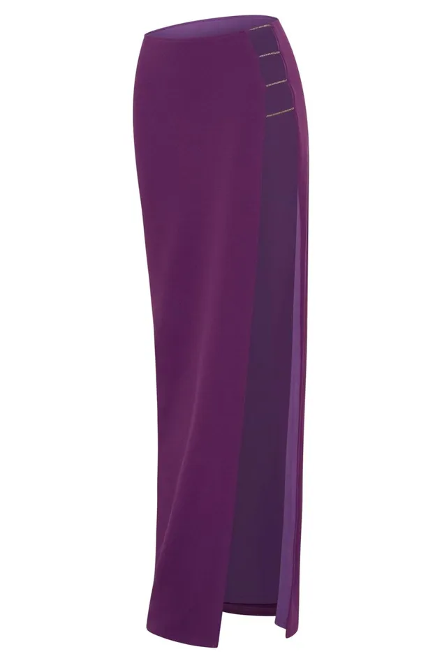 Meshki Skirts Anastasia Diamante Rope Maxi Skirt With Split 8211 Grape Grape 8211 Women Meshki Skirts Anastasia Diamante Rope Maxi Skirt With Split 8211 Grape Grape 8211 Women