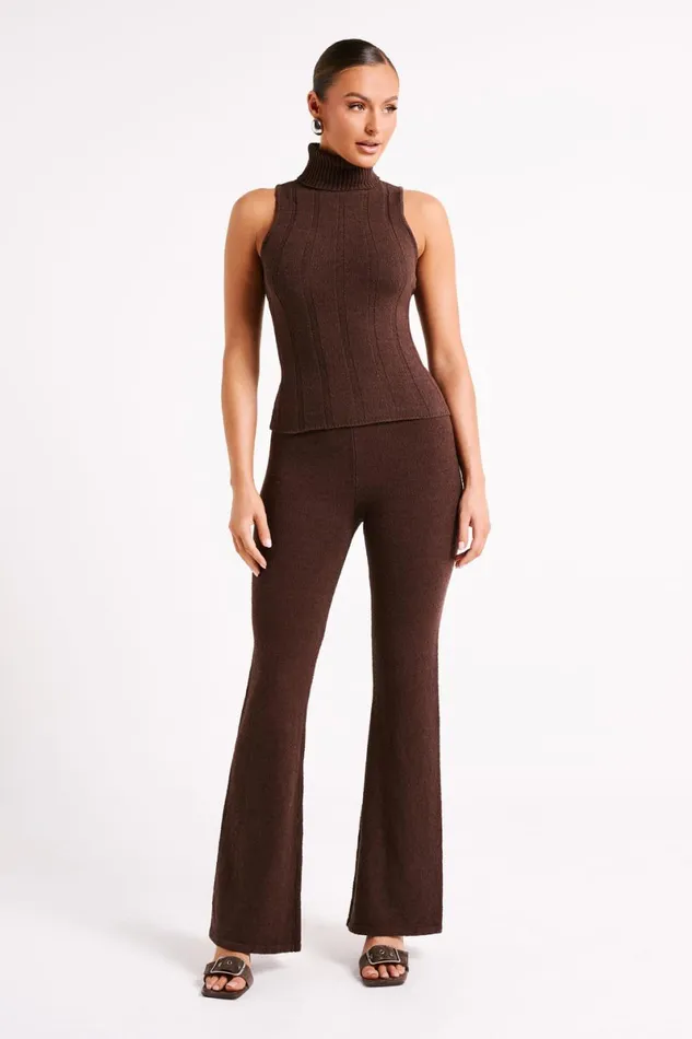 Meshki Sleeveless Tops Angelina Ribbed Turtleneck 8211 Chocolate Chocolate 8211 Women