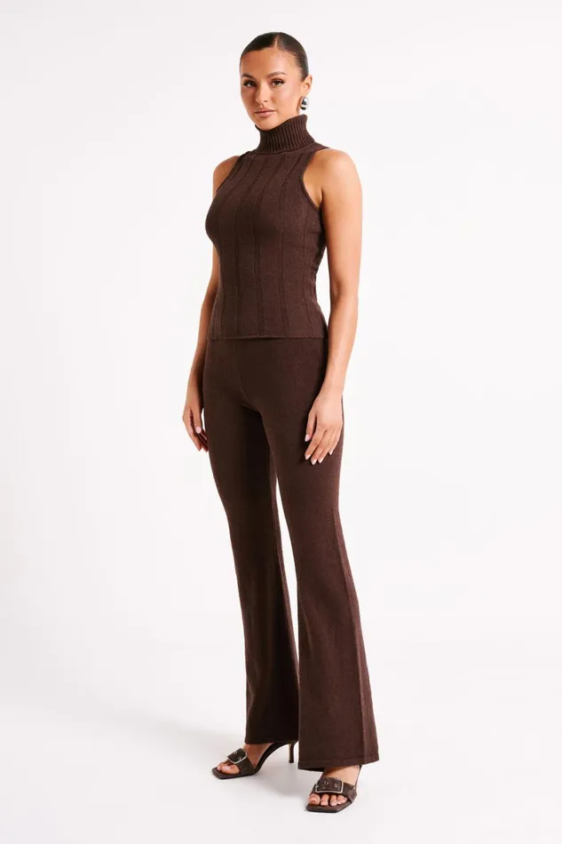 Meshki Sleeveless Tops Angelina Ribbed Turtleneck 8211 Chocolate Chocolate 8211 Women