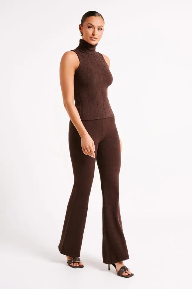 Meshki Sleeveless Tops Angelina Ribbed Turtleneck 8211 Chocolate Chocolate 8211 Women