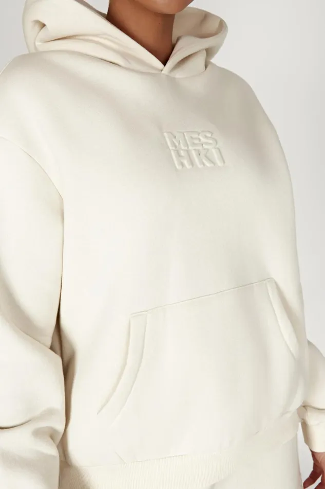 Meshki Sweaters and Hoodies Arden Embossed Fleeceback Hoodie 8211 Bone Bone 8211 Women