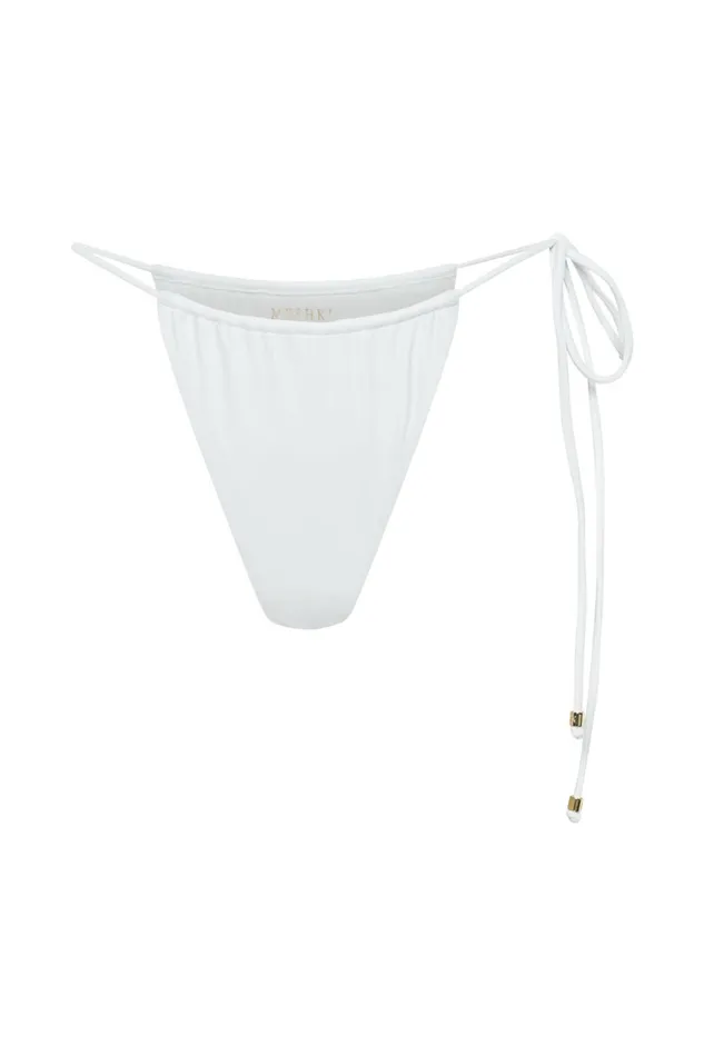 Meshki Swimwear Andie Recycled Nylon Ruched String Side Bikini Brief 8211 White White 8211 Women