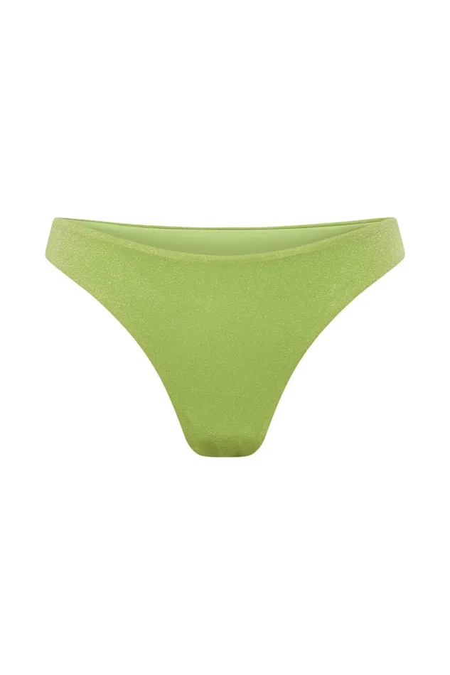 Meshki Swimwear Bambi Cheeky Cut Bikini Bottoms 8211 Lime Sparkle Limesparkle 8211 Women