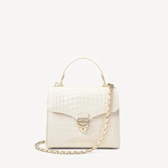 Midi Mayfair Bag Ivory Patent Croc Women Aspinal Of London Shoulder