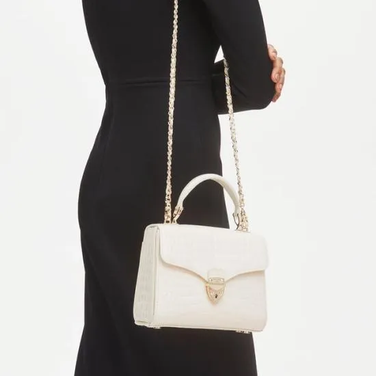 Midi Mayfair Bag Ivory Patent Croc Women Aspinal Of London Shoulder