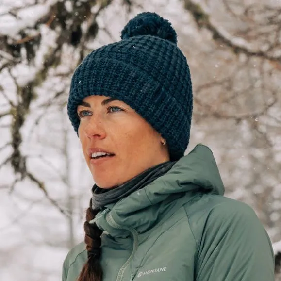 Montane Nev Beanie Hat Moonscapeeclipse Bluepale Sagesaffron Red MensWomens Montane Hats