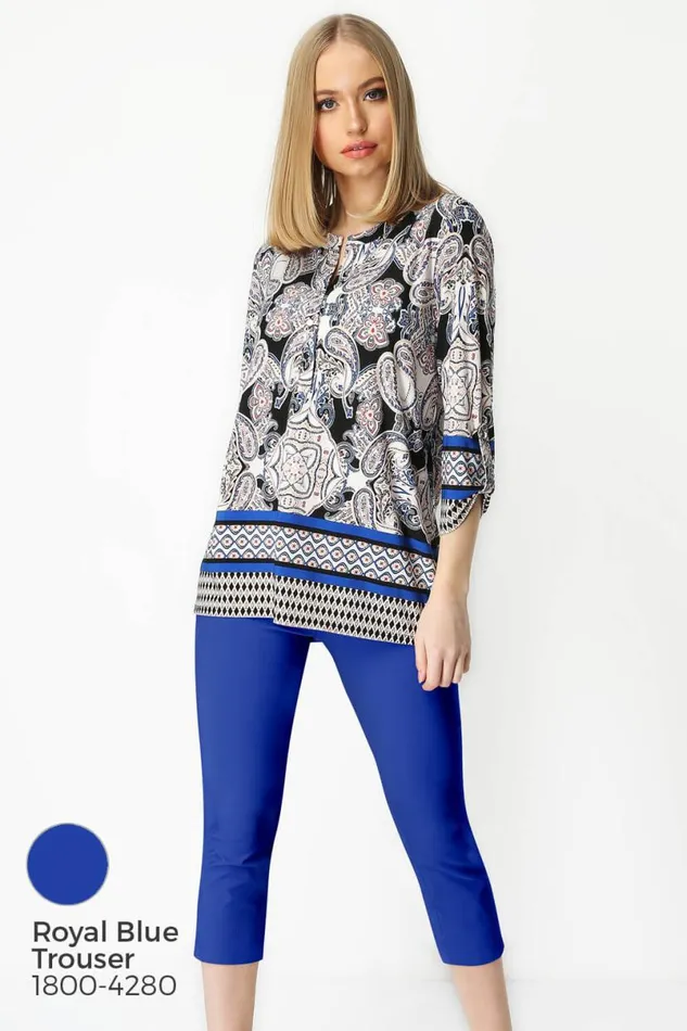 Multi Paisley Print Longline Tunic Shirt Women Roman Tops