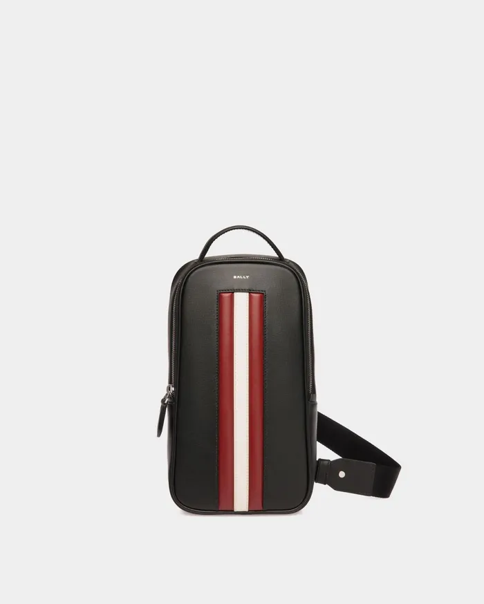 Mythos Sling Bag In Black Recycled Leather Men Bally Messenger Bags