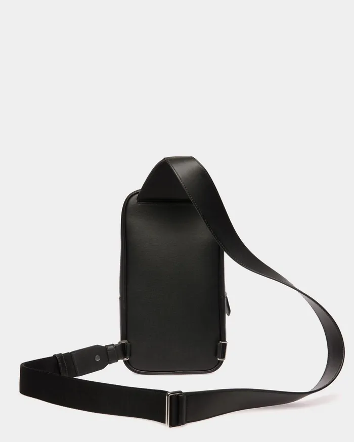 Mythos Sling Bag In Black Recycled Leather Men Bally Messenger Bags
