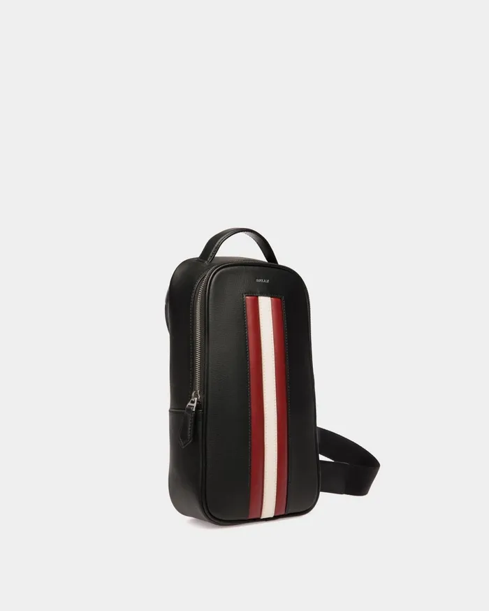 Mythos Sling Bag In Black Recycled Leather Men Bally Messenger Bags