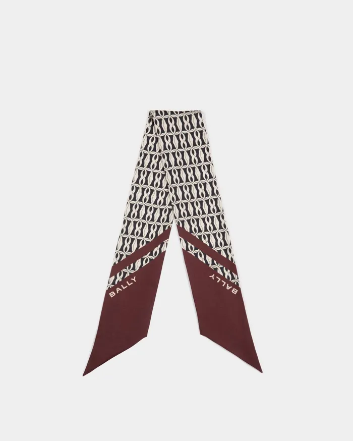 Neck Bow With Emblem Print In Andorra Silk Women Bally Scarves