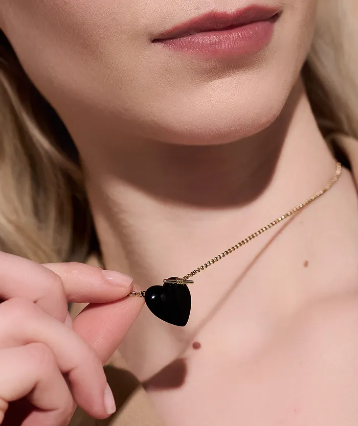 Necklaces Olivia Burton Women Knot Heart Gold and Black Necklace