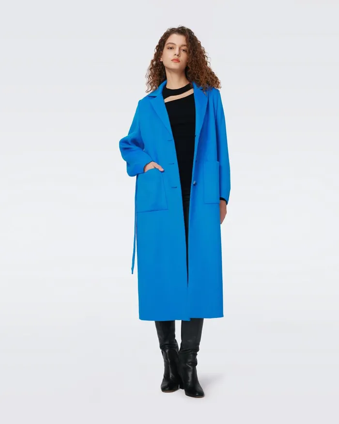 Nene Wool Coat Bright Blue Women DVF Jackets and Coats