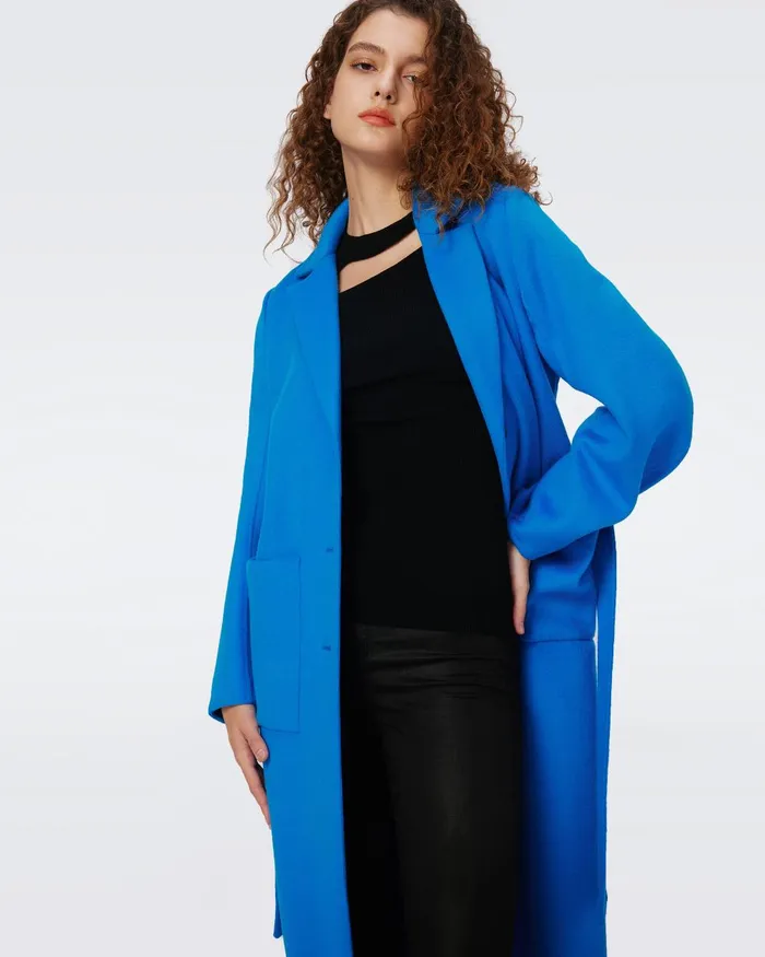 Nene Wool Coat Bright Blue Women DVF Jackets and Coats