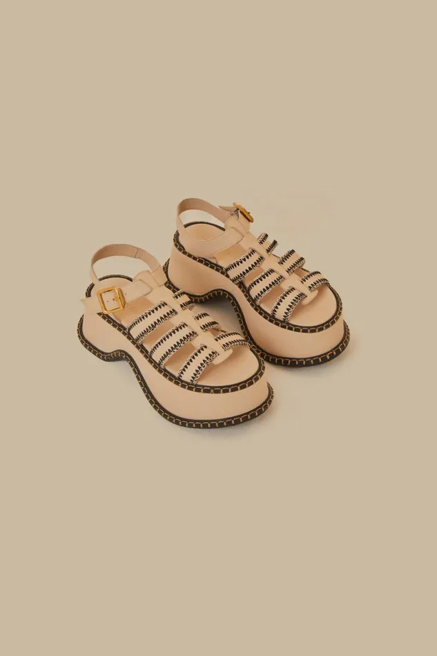 OffWhite Artisanal Fisherman Platform Sandal Women FARM Rio Sandals