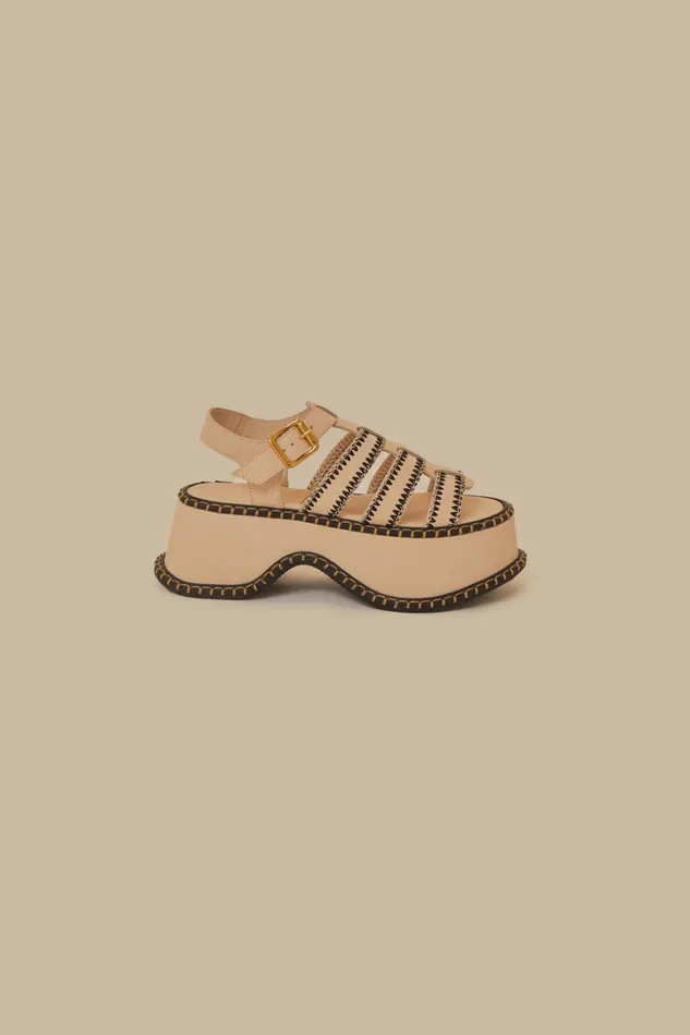 OffWhite Artisanal Fisherman Platform Sandal Women FARM Rio Sandals