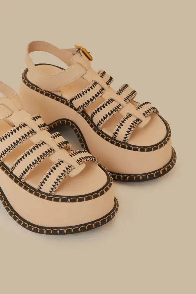 OffWhite Artisanal Fisherman Platform Sandal Women FARM Rio Sandals