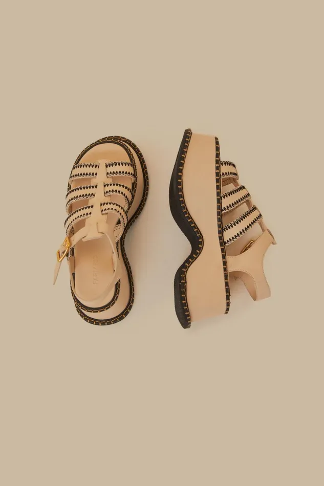 OffWhite Artisanal Fisherman Platform Sandal Women FARM Rio Sandals