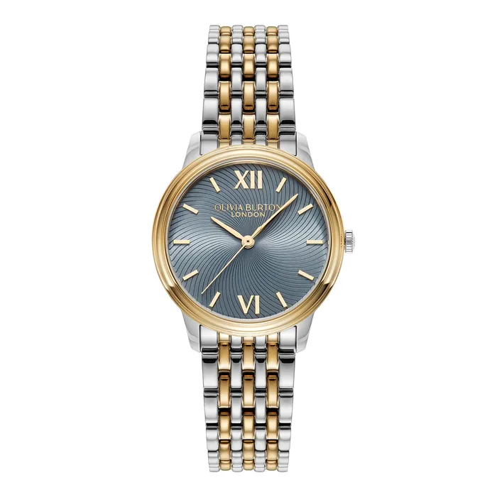 Olivia Burton 32mm Swirl Chalk Blue and Two Tone Bracelet Watch Women Color Dial Watches Olivia Burton 32mm Swirl Chalk Blue and Two Tone Bracelet Watch Women Color Dial Watches