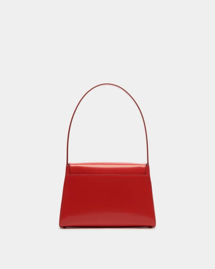 Ollam Shoulder Bag In Candy Red Brushed Leather Women Bally Shoulder Bags