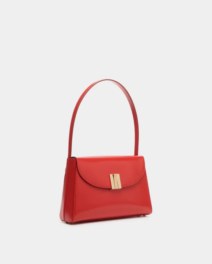 Ollam Shoulder Bag In Candy Red Brushed Leather Women Bally Shoulder Bags
