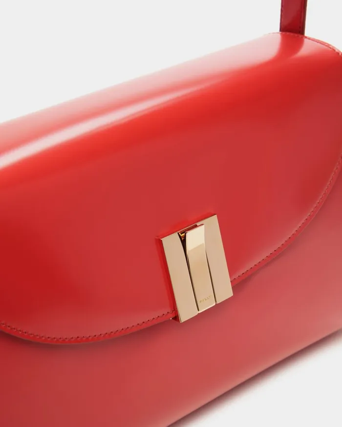 Ollam Shoulder Bag In Candy Red Brushed Leather Women Bally Shoulder Bags