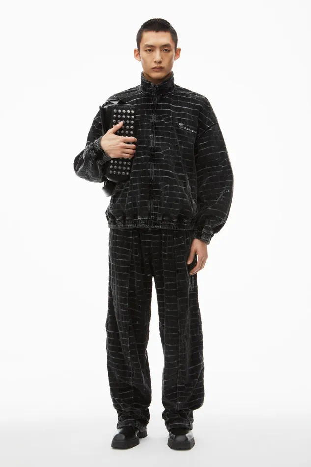 Outerwear Men Alexander Wang Crocodile Jacquard Velour Track Jacket