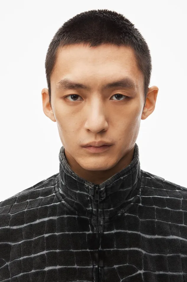 Outerwear Men Alexander Wang Crocodile Jacquard Velour Track Jacket
