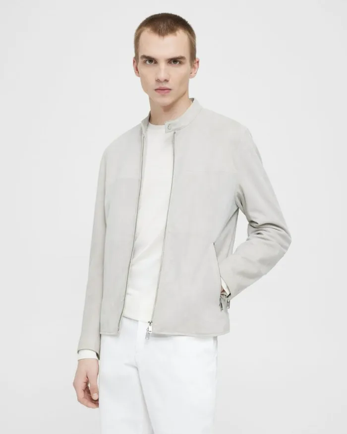 Outerwear Men Theory Wynmore Moto Jacket In Suede Sand
