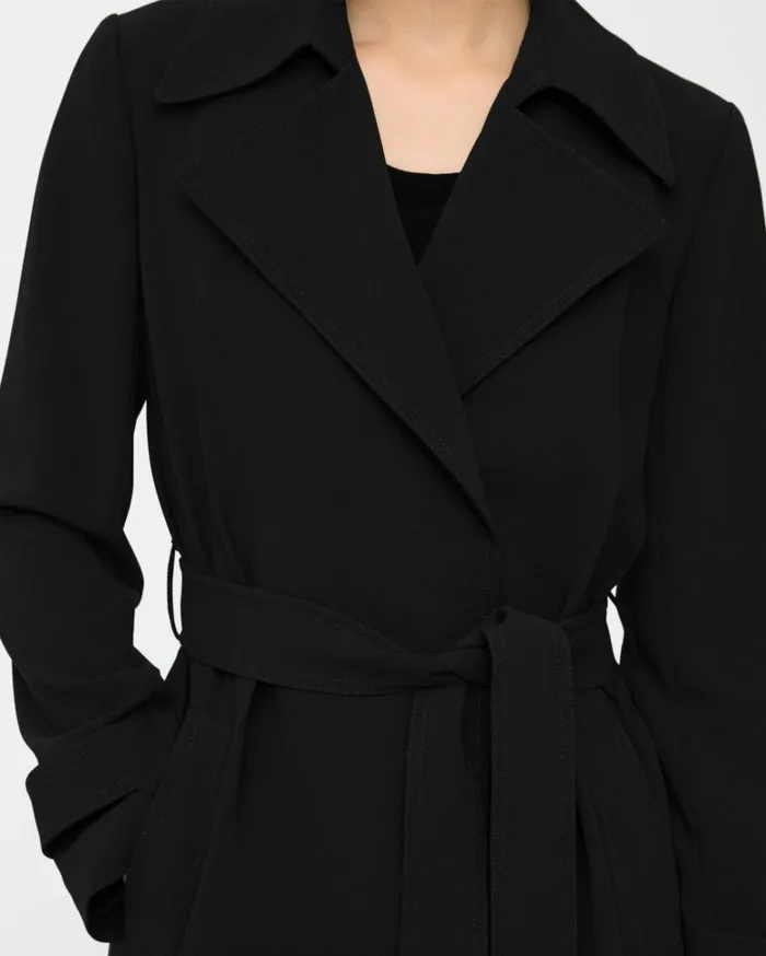 Outerwear Women Theory Oaklane Trench Coat In Admiral Crepe Black Outerwear Women Theory Oaklane Trench Coat In Admiral Crepe Black