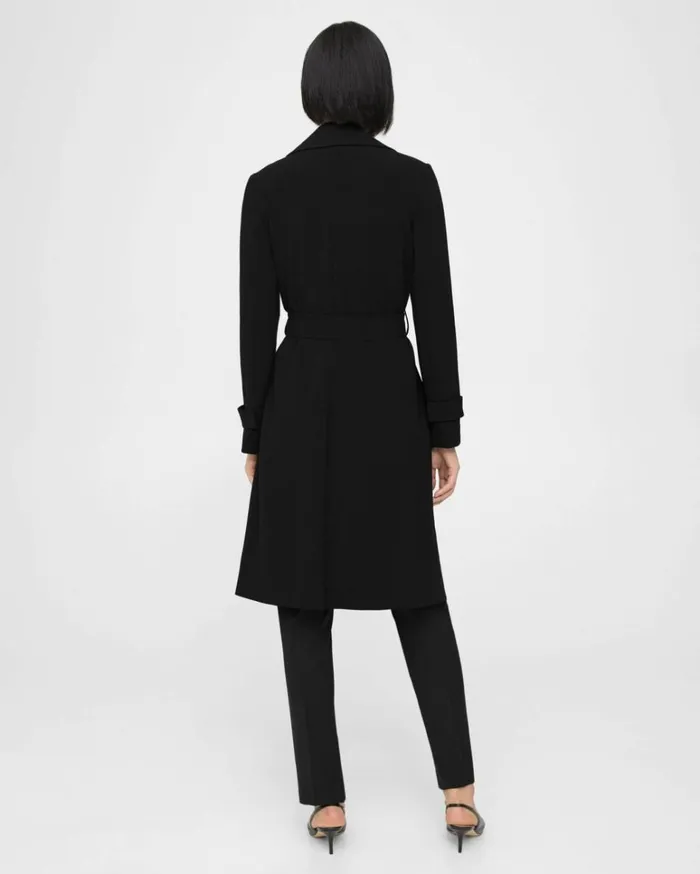 Outerwear Women Theory Oaklane Trench Coat In Admiral Crepe Black Outerwear Women Theory Oaklane Trench Coat In Admiral Crepe Black