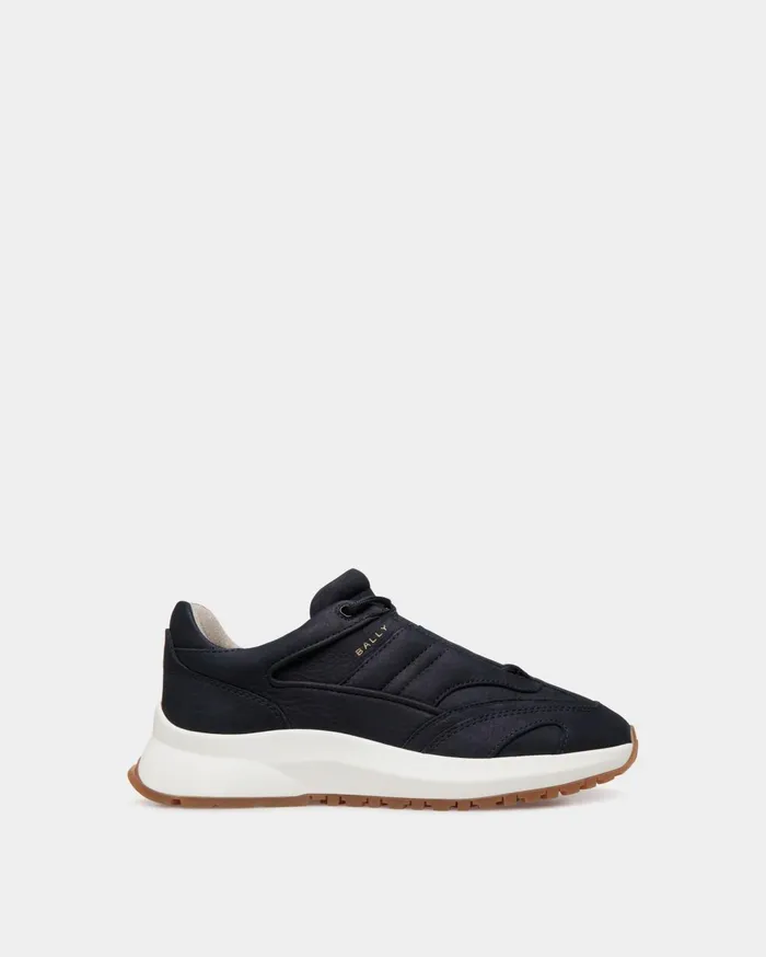 Outline Sneaker In Navy Blue Nubuck Leather Men Bally Sneakers