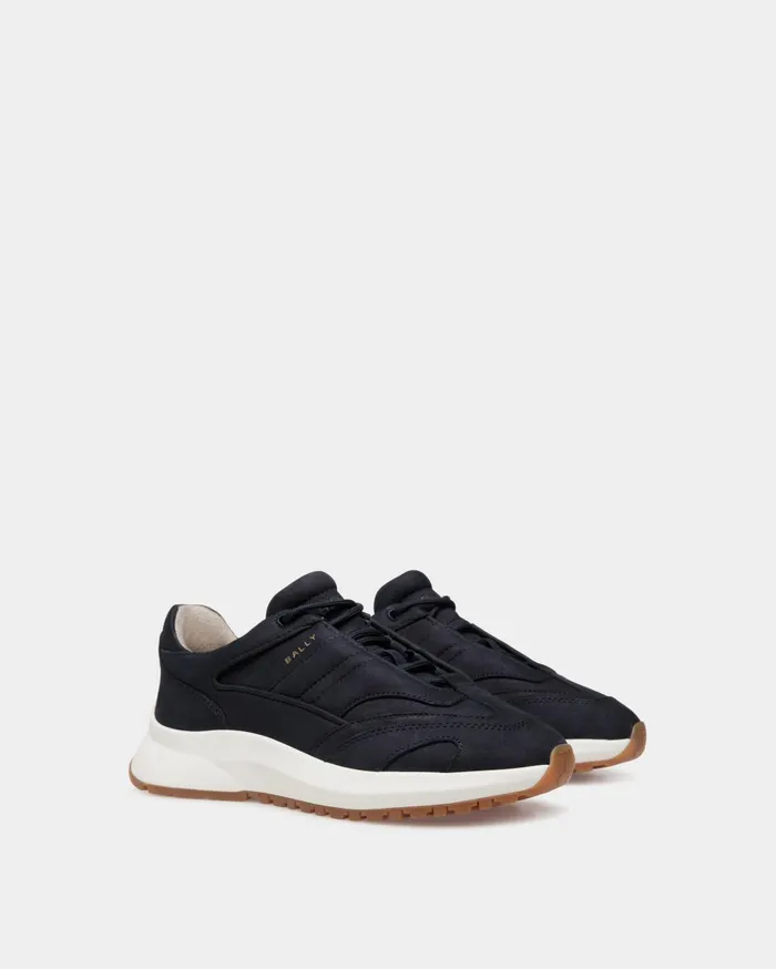 Outline Sneaker In Navy Blue Nubuck Leather Men Bally Sneakers
