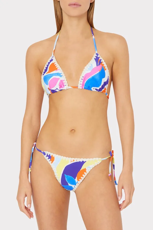 Painted Bloom Bikini Bottom Blue Multi Women Milly Swim and Coverups