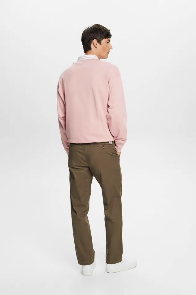 Pants Joggers Men Esprit CottonTwill Straight Chinos Dark Khaki