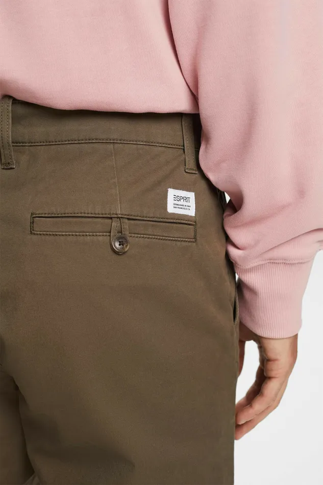 Pants Joggers Men Esprit CottonTwill Straight Chinos Dark Khaki