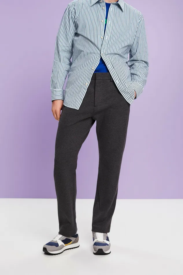 Pants Joggers Men Esprit Knit Slim Pants Dark Grey