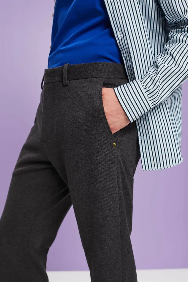 Pants Joggers Men Esprit Knit Slim Pants Dark Grey