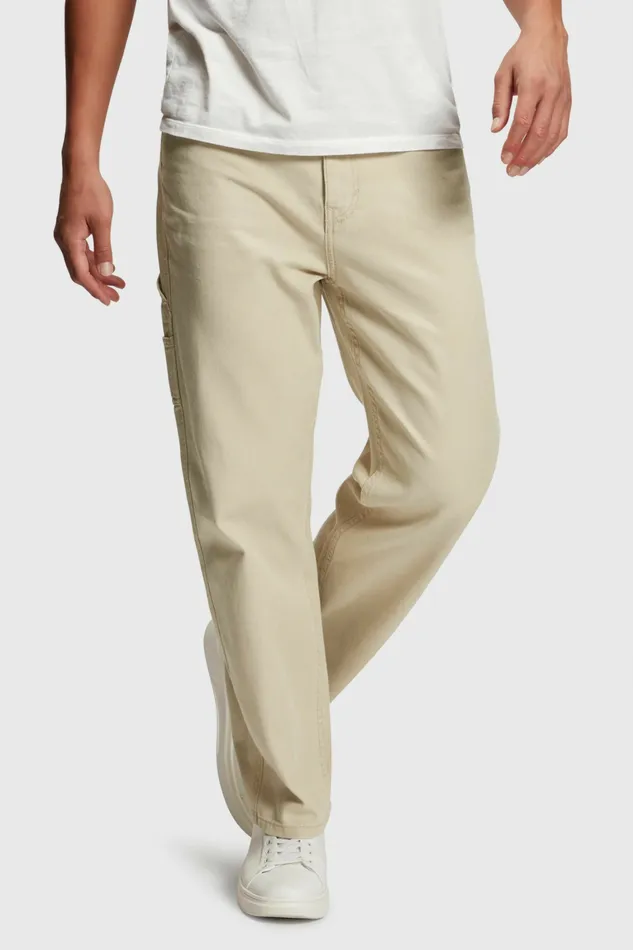 Pants Joggers Men Esprit Straight Fit Carpenter Chinos Sand