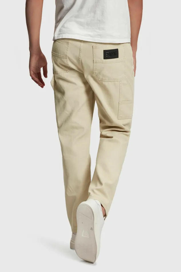 Pants Joggers Men Esprit Straight Fit Carpenter Chinos Sand