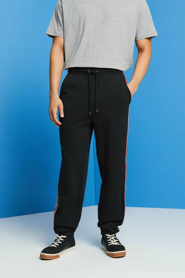 Pants Joggers Men Esprit Striped Cotton Track Pants Black