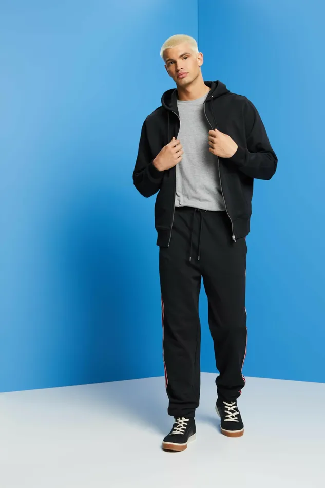 Pants Joggers Men Esprit Striped Cotton Track Pants Black