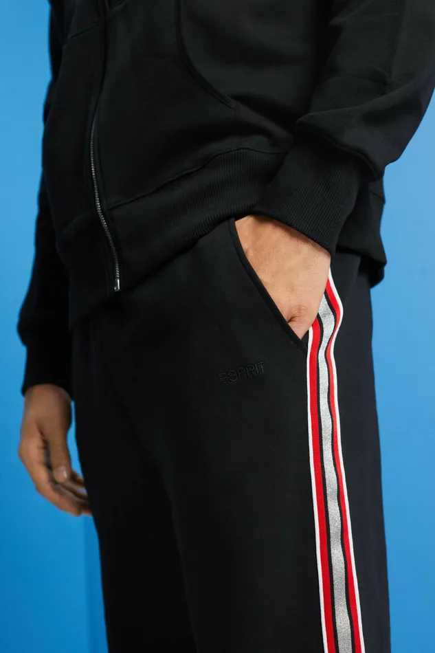 Pants Joggers Men Esprit Striped Cotton Track Pants Black