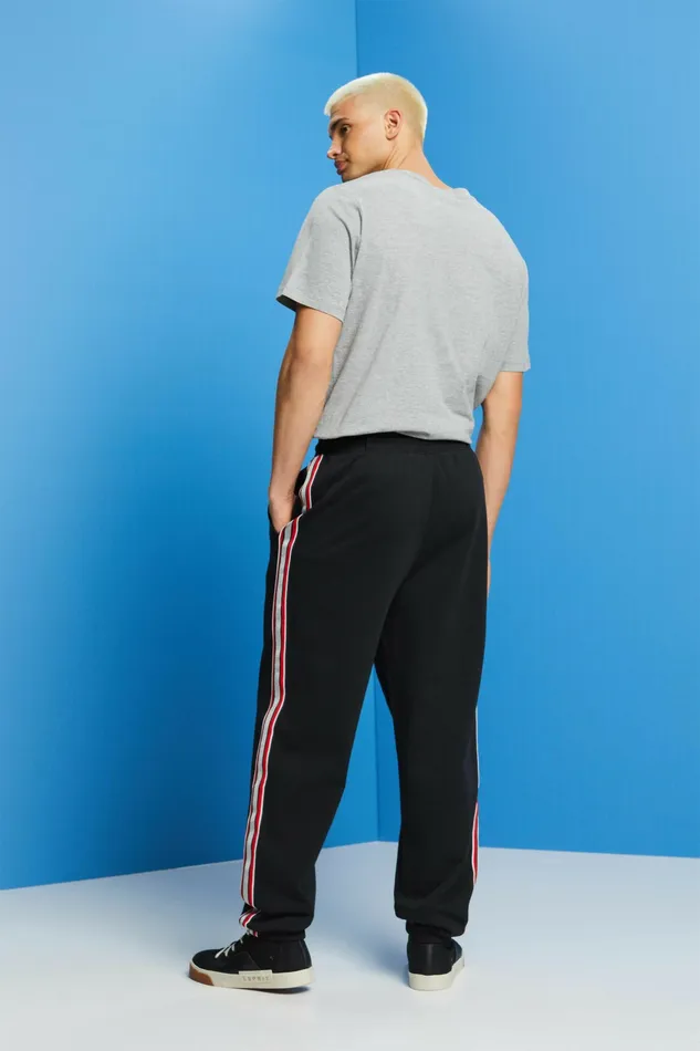 Pants Joggers Men Esprit Striped Cotton Track Pants Black